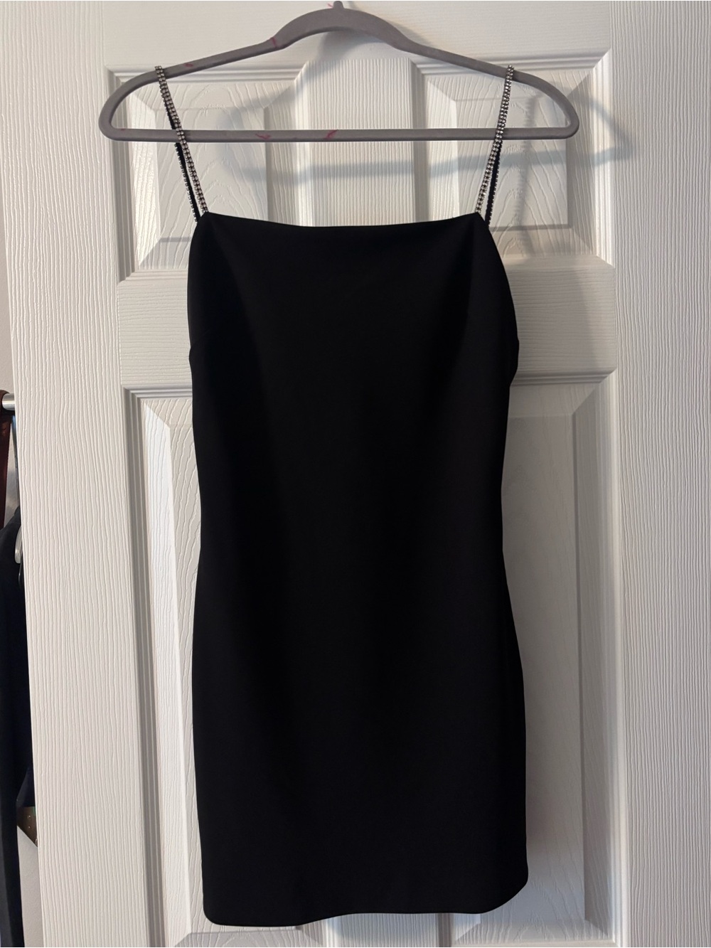 NBD Black Mini Party Dress with Rhinestone Straps